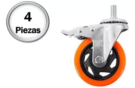 4 Rodajas De Pvc Naranja Gir 4 Espiga Rosc 1 2 Con Freno MercadoLibre