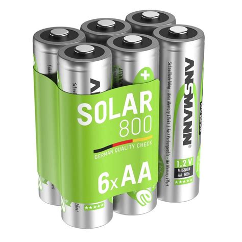 Ansmann® Akku Aa Mignon 800mah 1 2v Nimh Für Solarlampen 6 Stück