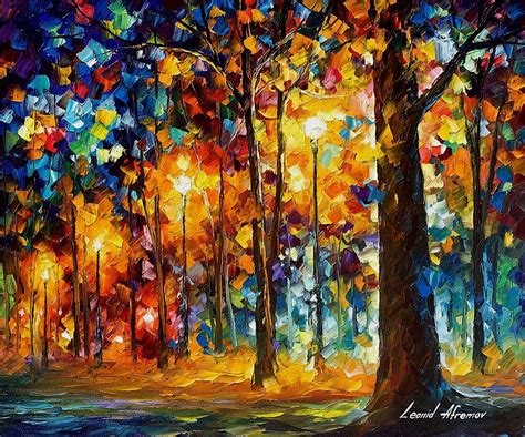 Trees In The Park — Palette Knife Oil Painting On Canvas By Leonid