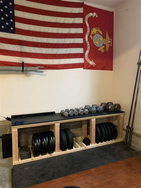 Diy Plate Dumbbell Kettlebell Storage Rack For Home Gym