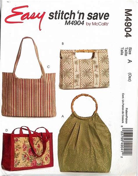 Mccalls Sewing Pattern Misses Fashion Purse Bag Handbag Pocketbook You