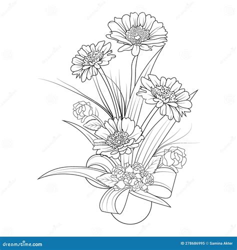 Easy Flower Coloring Pages Aesthetic Flower Cluster Drawing Cute