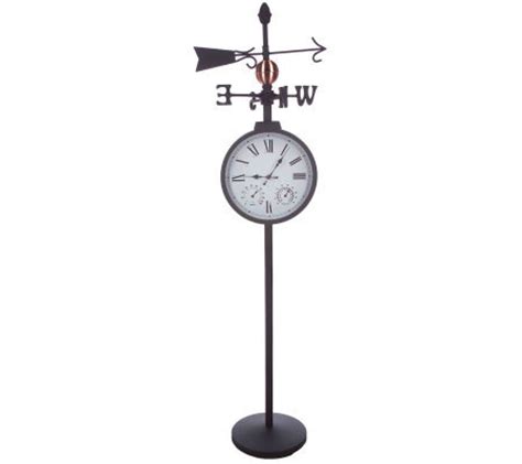 54" Solar Outdoor Clock w/Thermometer, Humidity and Weather Vane — QVC.com