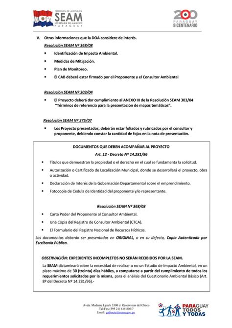 Seam PARAGUAY cuestionario básico ambiental PDF