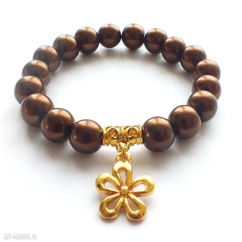 Bransoleta Choco Gold Flower Handmade Camshella Art Madam Pl