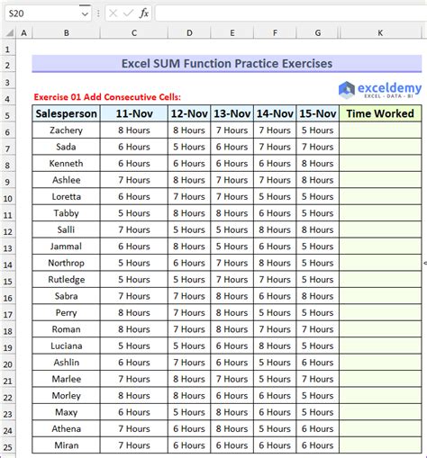 Excel Practice Exercises With Sum Function Exceldemy