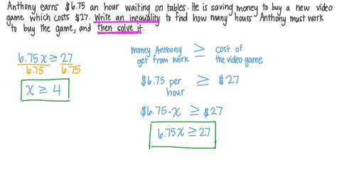 Question Video Writing And Solving Linear Inequalities In A Real World