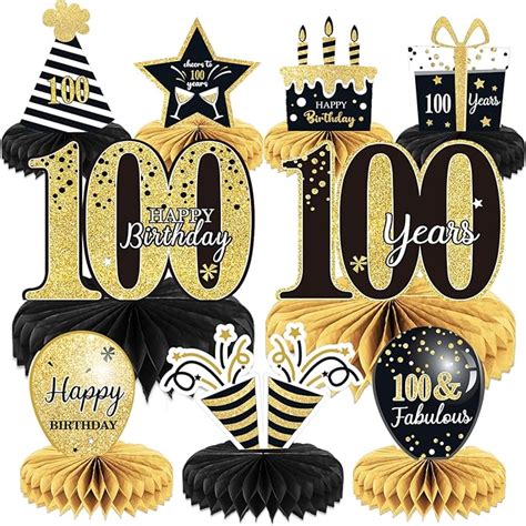 Amazon.com: 9 Pieces 100th Birthday decorations 100th birthday ...