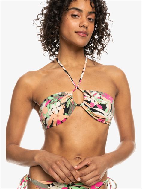 Printed Beach Classics Top De Bikini Con Cuello Deportivo Para Mujer