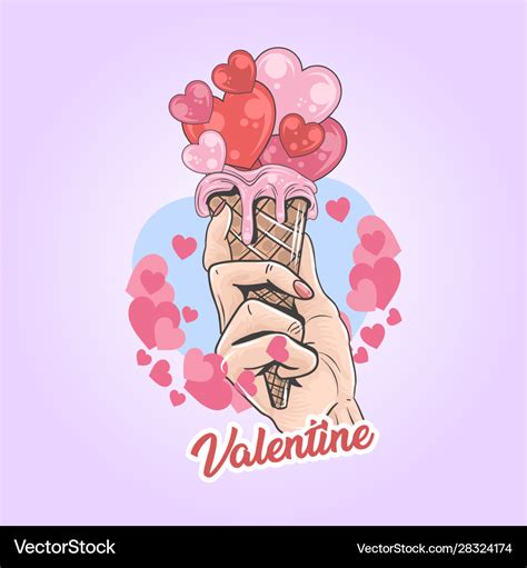 Valentine love ice cream artwork Royalty Free Vector Image