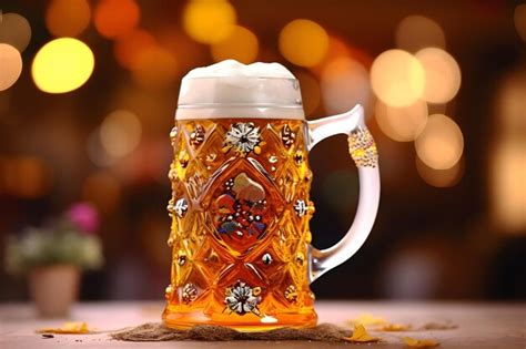 Premium Ai Image A Traditional German Beer Mug Adorned With Oktoberfestthemed Decorations