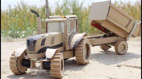 How To Make Powerful Rc Tractor Using Cardboard At Home Youtube