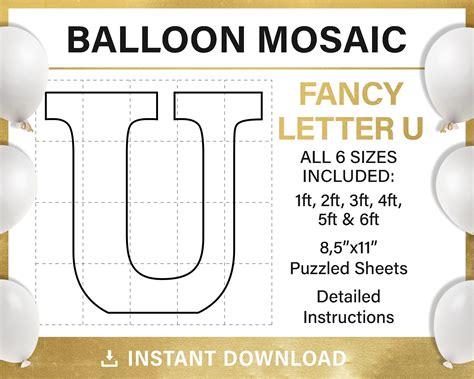 Fancy Letter U Mosaic Balloon Frame Template Mosaic From Balloons All