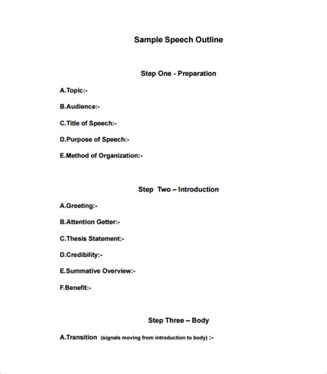 Free 9 Speech Outline Templates In Pdf Ms Word