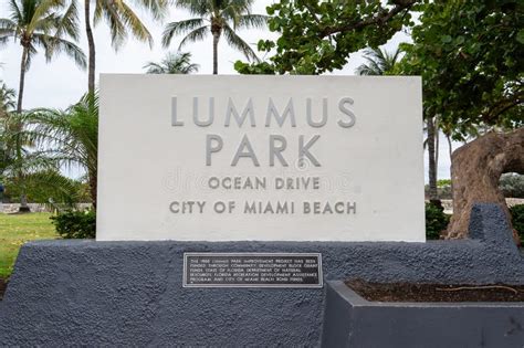 Sign For Lummus Park On Ocean Drive In The South Beach Stock Photo