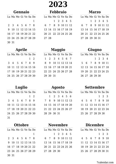 Calendari E Agende Stampabili Per L Anno 2023 2024 2025 2026 A4 A3