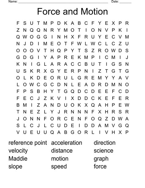 Force And Motion Word Search WordMint