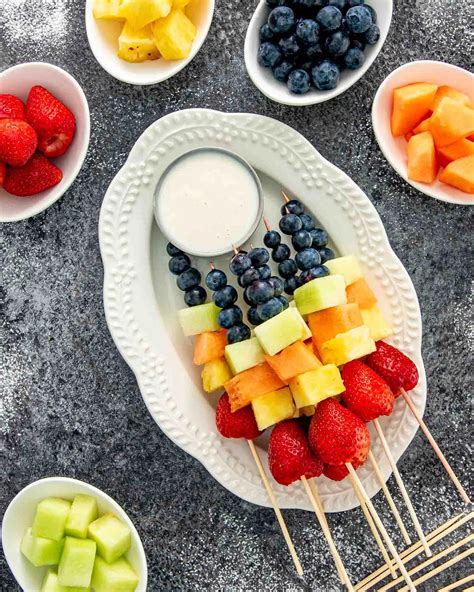 Rainbow Fruit Skewers With Yogurt Dip Craving Home Cooked