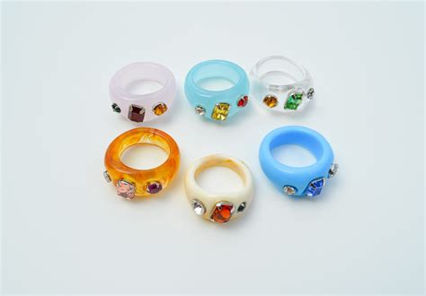 Chunky Colourful Plastic Rings Etsy