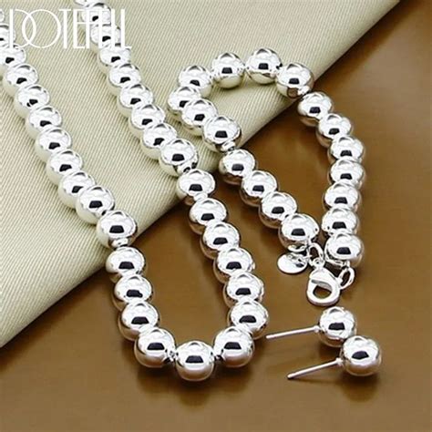 Doteffil Sterling Silver Mm Hollow Bead Ball Earring Bracelet