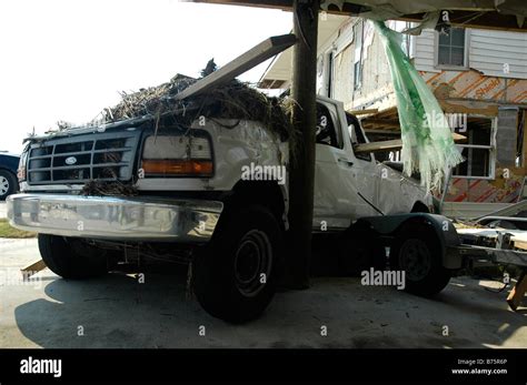 barely recognisable SUV after being wrecked in Hurricane katrina Stock ...