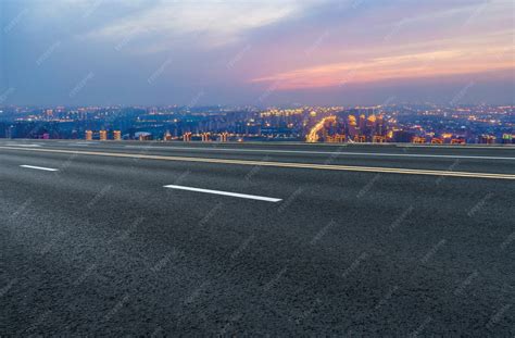 premium photo road  city buildings background