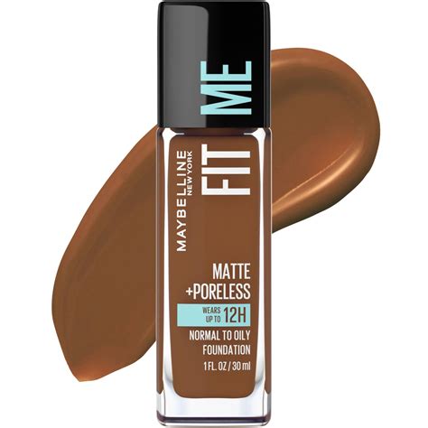 Maybelline Fit Me Matte + Poreless Liquid Foundation Makeup, 370 Deep