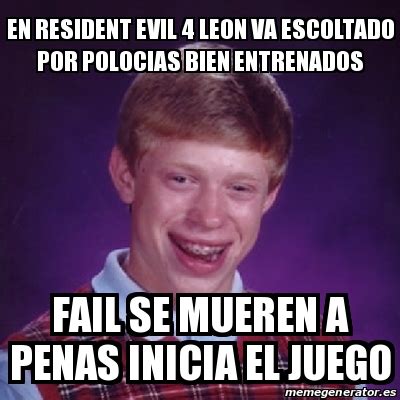 Meme Bad Luck Brian En Resident Evil 4 Leon Va Escoltado Por Polocias