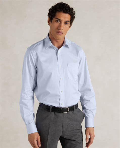 Mens Sky Blue Twill Classic Fit Formal Shirt With Double Cuffs