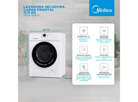 Ripley Lavadora Secadora Midea Kg Kg Carga Frontal Mf D B W