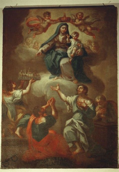 An Image Of The Virgin Mary With Angels