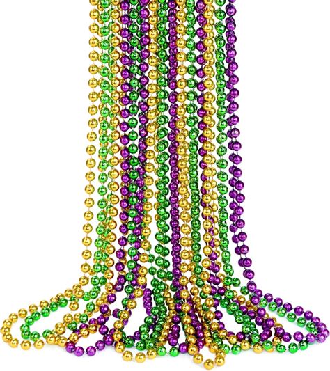 Yaxinrui Mardi Gras Beads Necklaces 15pcs 33” 7 Mm