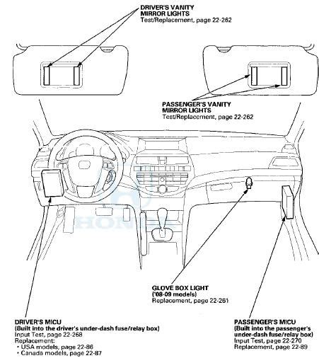 Honda Accord Component Location Index Interior Lights Body Electrical Honda Accord Mk8