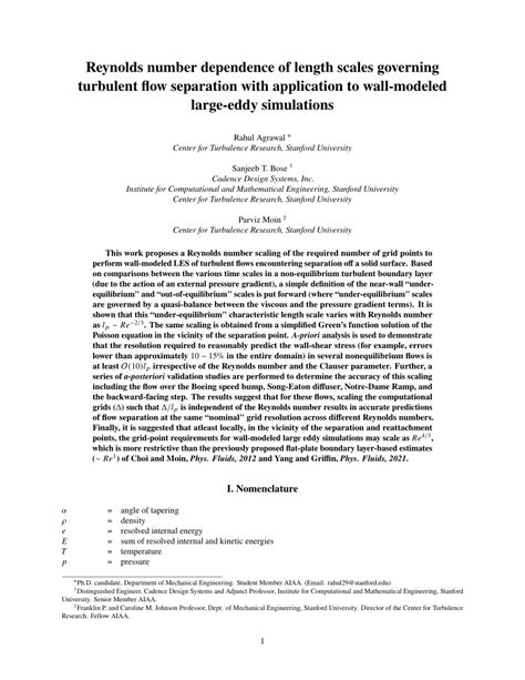 PDF Reynolds Number Dependence Of Length Scales Governing Turbulent