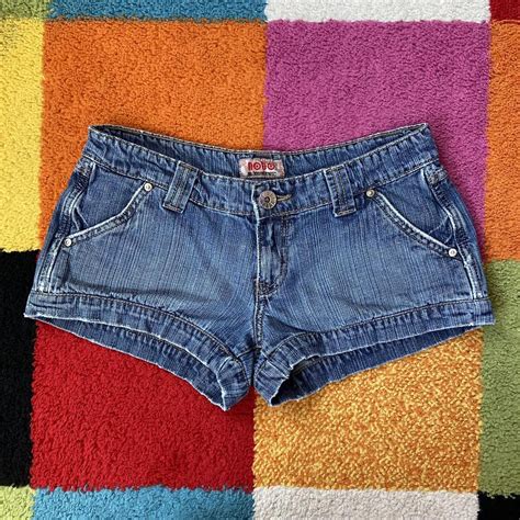 Y2k Medium Wash Low Rise Denim Shorts By No Depop