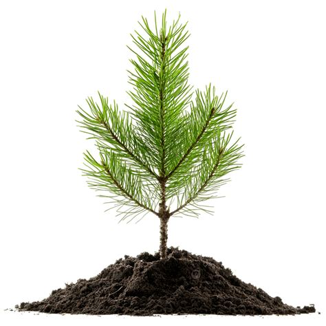 Young Pine Tree Sapling Growing In Fresh Soil, Pine Tree, Young Sapling