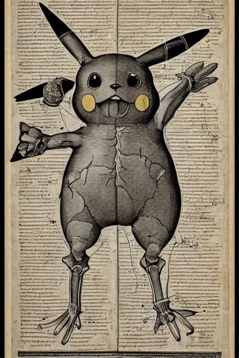 1 7 Th Century Anatomy Poster Of Pikachu Detailed Stable Diffusion