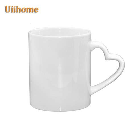 Heart Handle White Coating Mugs Heat Press Sublimation Mugs 11oz Coffee