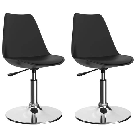 Buy Swivel Dining Chairs 2 Pcs Black Faux Leather At Affordable Prices