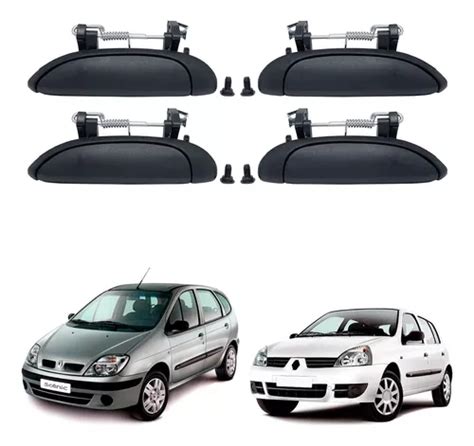 Kit 4 Maçaneta Externa Renault Clio Megane Scenic Logan Parcelamento