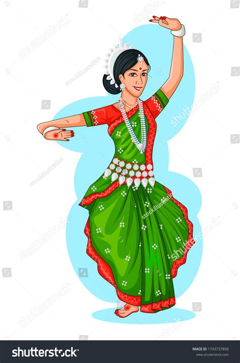 Dancing Oriya Woman Doing Odissi Dance Stock Vector Royalty Free