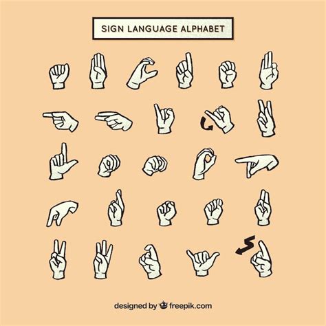 Free Vector Sign Language Alphabet In Hand Drawn Style