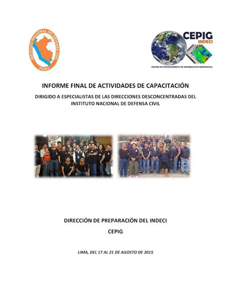 Pdf Informe Final De Actividades De Capacitaci N Informe Final De