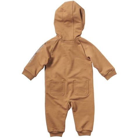 Infant Boys Carhartt Brown Hooded Long Sleeve Fleece Coveralls By