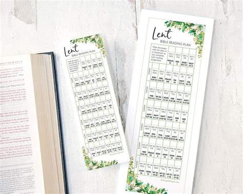 Lent Bible Reading Plan Bookmarks And Calendar Printable Lenten Season