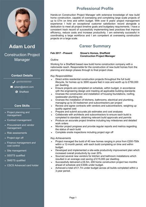 5 Construction CV Examples For 2025 Win Those Jobs