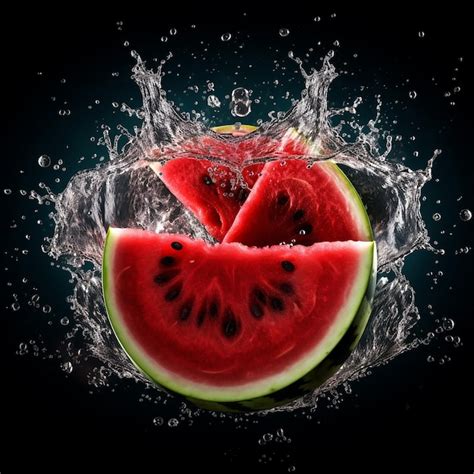 Premium Ai Image Watermelon Slices Floating Water Splash Isolated