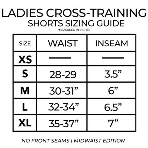 LADIES CROSS TRAINING SHORTS SIZING GUIDE | Combat Iron Apparel Co.