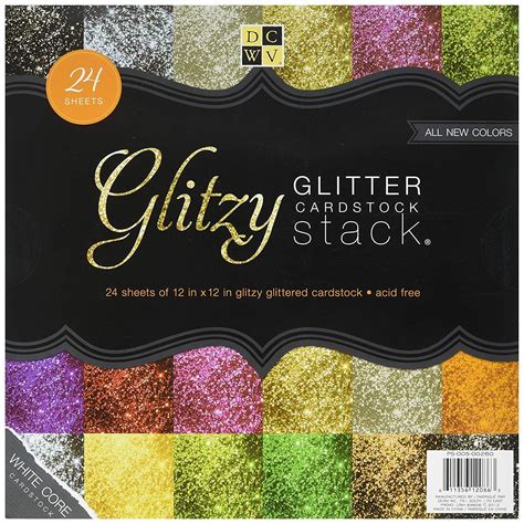 Dcwv The Glitzy Glitter Cardstock Stack In X In Sheets Total