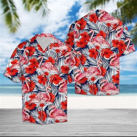 Flamingo Hibiscus Design Unisex Hawaiian Shirt Trendy Aloha